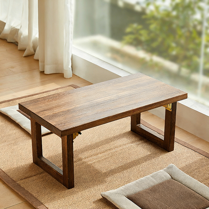 Traditioneller rechteckiger klappbarer Couchtisch aus massivem Paulownia-Holz im japanischen Stil, 1 Ebene, für das Wohnzimmer 