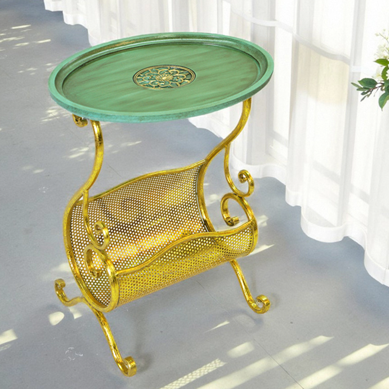 Contemporary Luxury Oval Curved Eco-Friendly Engineered Wood Iron Side Table 2-Tier For Living Room