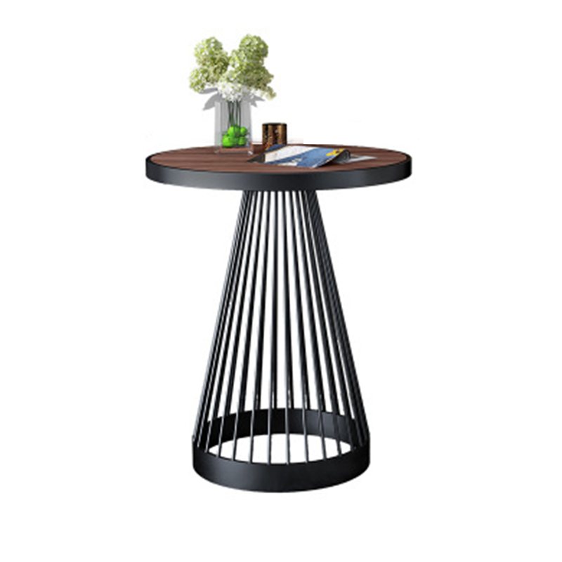 Contemporary Luxury Round Conical Marble Plywood Iron Coffee Table 1/2 Tier For Living Room