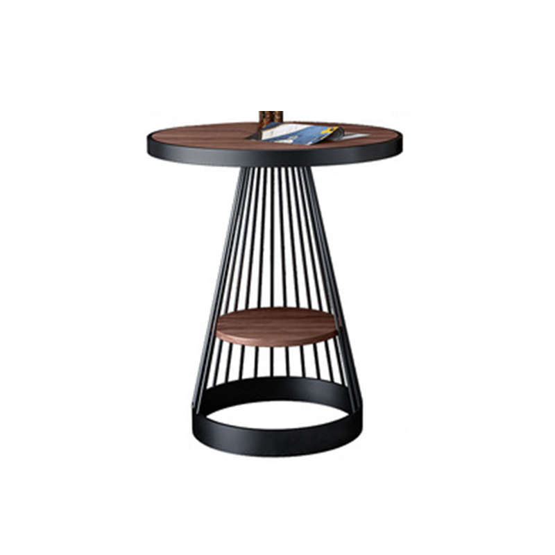 Contemporary Luxury Round Conical Marble Plywood Iron Coffee Table 1/2 Tier For Living Room