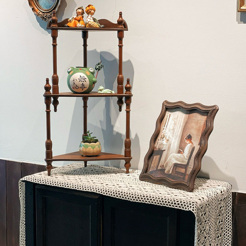 Traditional French Triangular Cylindrical Rubberwood Medium Density Fiberboard Display Rack 2/3/4 Tier For Living Room