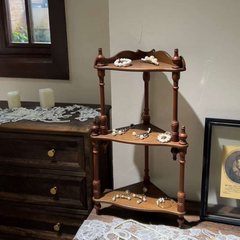 Traditional French Triangular Cylindrical Rubberwood Medium Density Fiberboard Display Rack 2/3/4 Tier For Living Room
