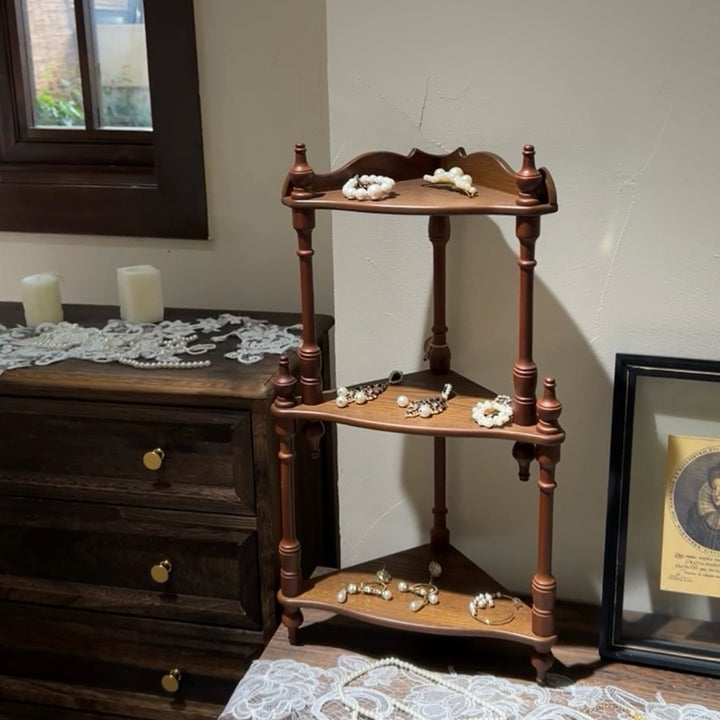 Traditional French Triangular Cylindrical Rubberwood Medium Density Fiberboard Display Rack 2/3/4 Tier For Living Room