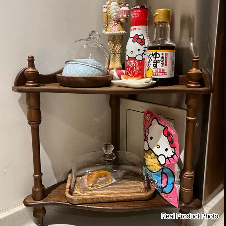 Traditional French Triangular Cylindrical Rubberwood Medium Density Fiberboard Display Rack 2/3/4 Tier For Living Room