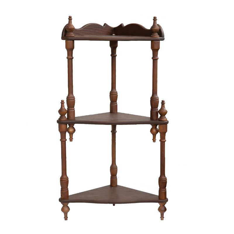 Traditional French Triangular Cylindrical Rubberwood Medium Density Fiberboard Display Rack 2/3/4 Tier For Living Room