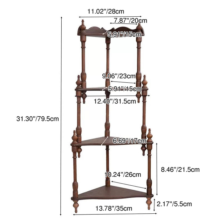 Traditional French Triangular Cylindrical Rubberwood Medium Density Fiberboard Display Rack 2/3/4 Tier For Living Room