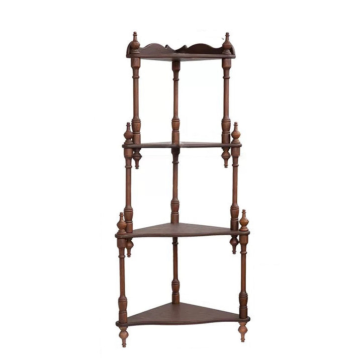 Traditional French Triangular Cylindrical Rubberwood Medium Density Fiberboard Display Rack 2/3/4 Tier For Living Room