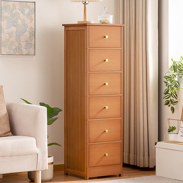 Contemporary Nordic Rectangular Bamboo Composite Board Storage Cabinet 6-Drawer For Living Room