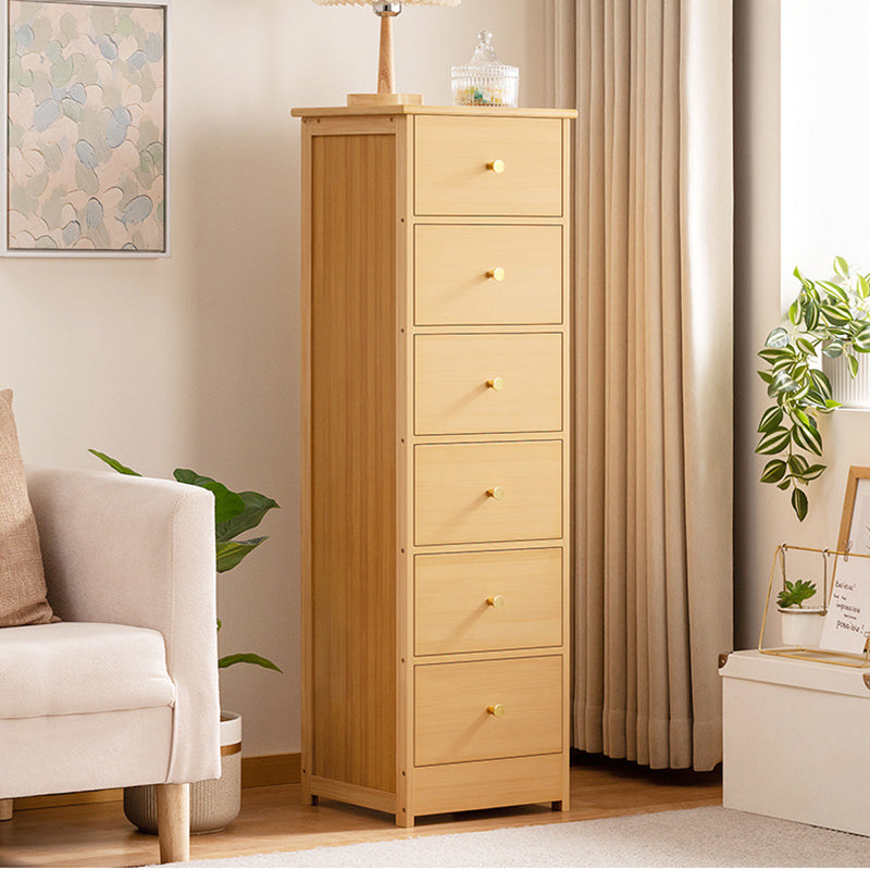 Contemporary Nordic Rectangular Bamboo Composite Board Storage Cabinet 6-Drawer For Living Room