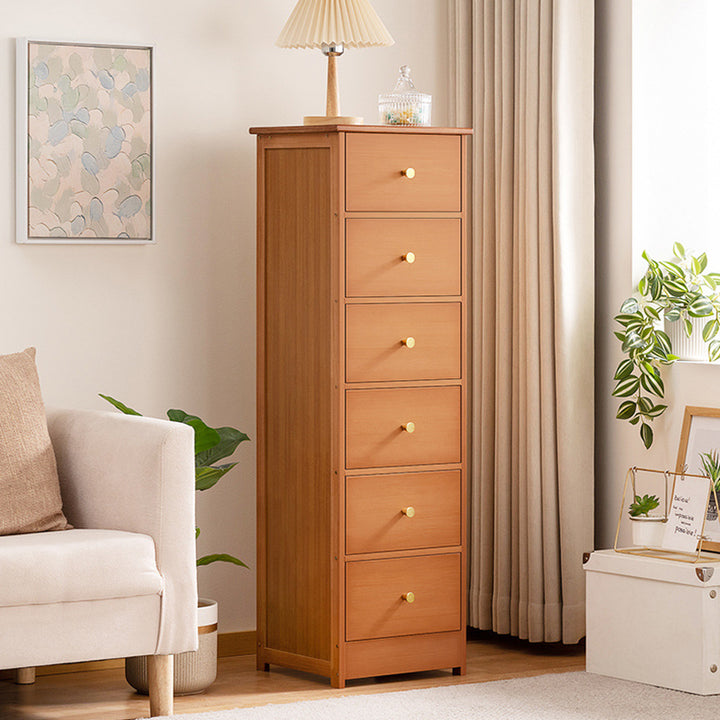 Contemporary Nordic Rectangular Bamboo Composite Board Storage Cabinet 6-Drawer For Living Room