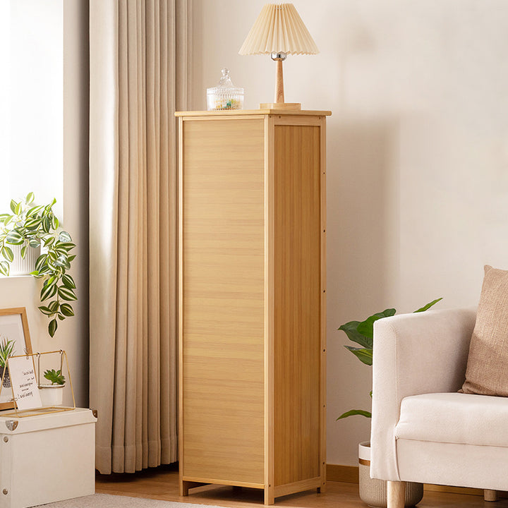Contemporary Nordic Rectangular Bamboo Composite Board Storage Cabinet 6-Drawer For Living Room
