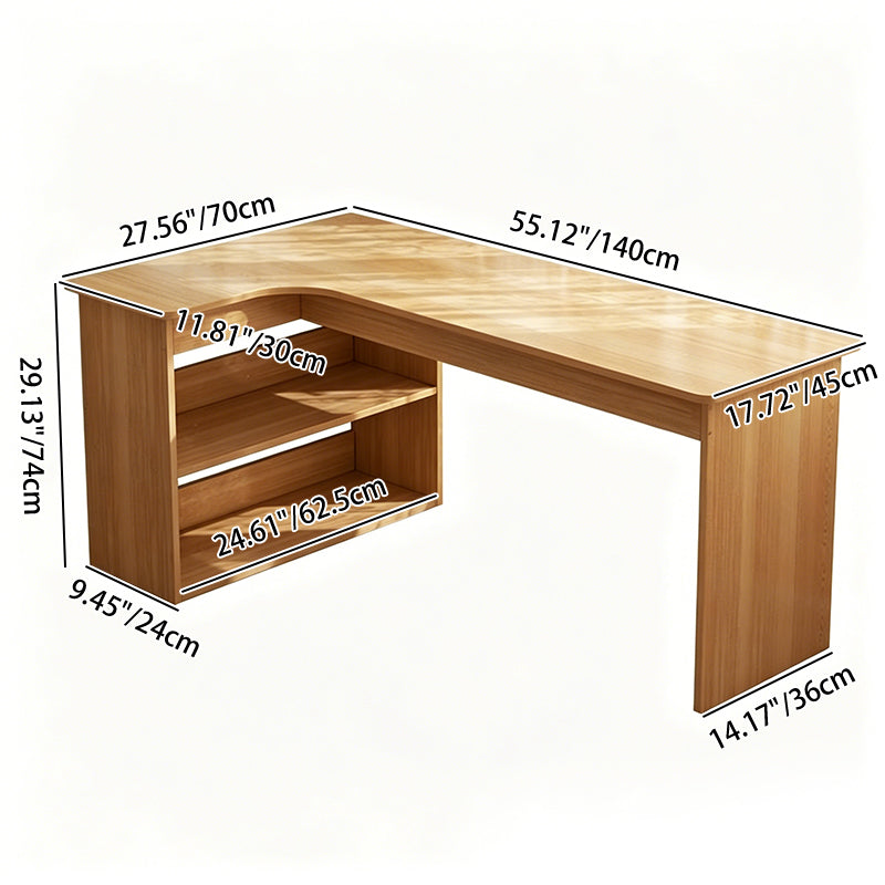 Modern Minimalist L-Shaped Rectangular Medium Density Fiberboard Desk 3-Tier For Bedroom