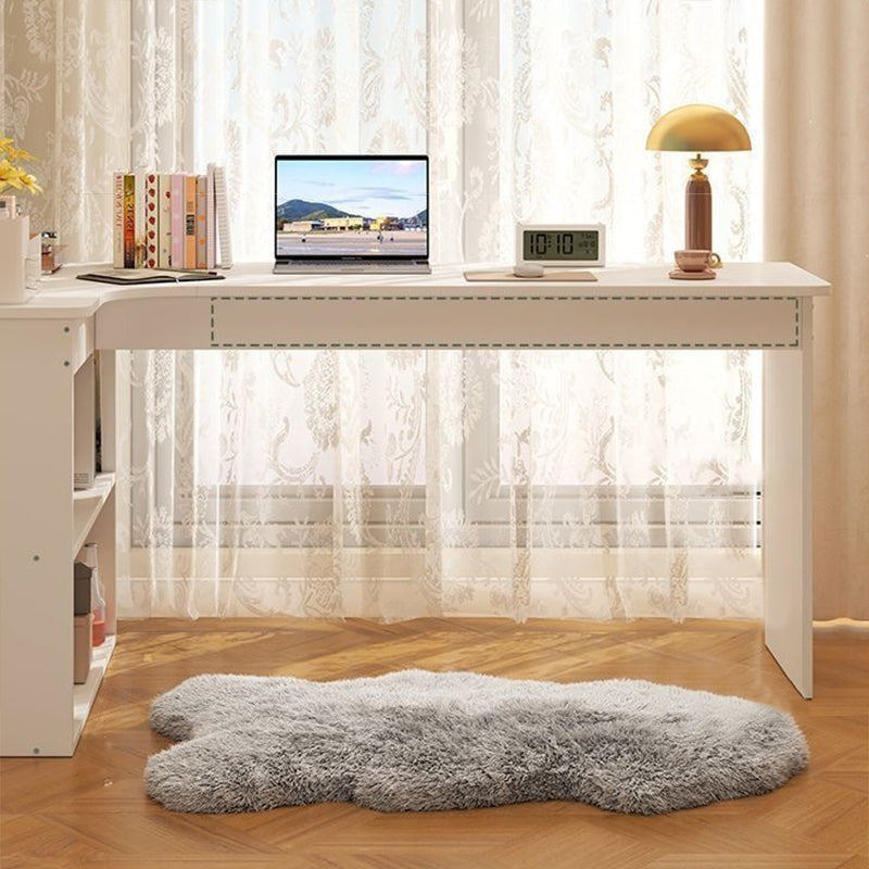 Modern Minimalist L-Shaped Rectangular Medium Density Fiberboard Desk 3-Tier For Bedroom