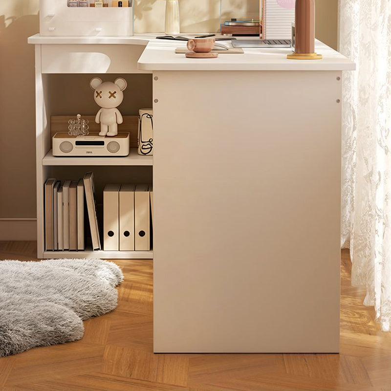 Modern Minimalist L-Shaped Rectangular Medium Density Fiberboard Desk 3-Tier For Bedroom