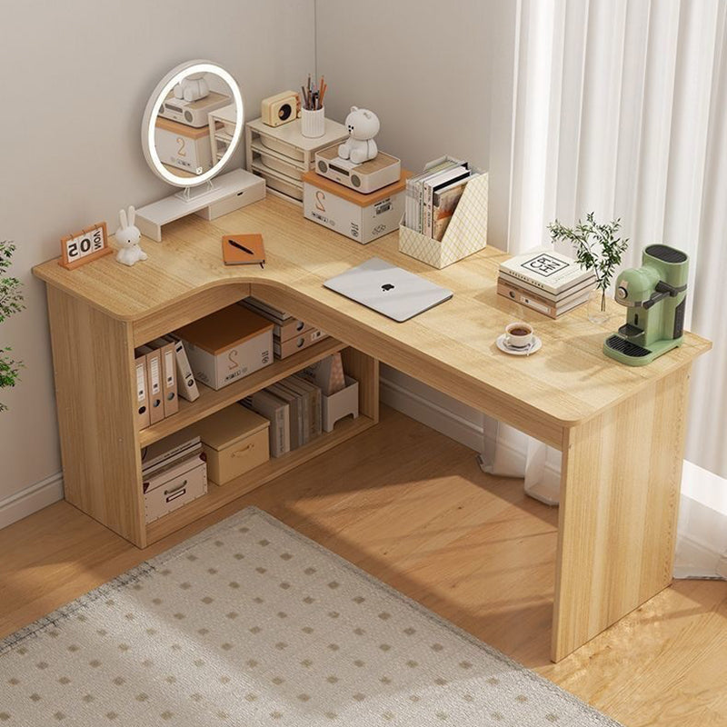 Modern Minimalist L-Shaped Rectangular Medium Density Fiberboard Desk 3-Tier For Bedroom