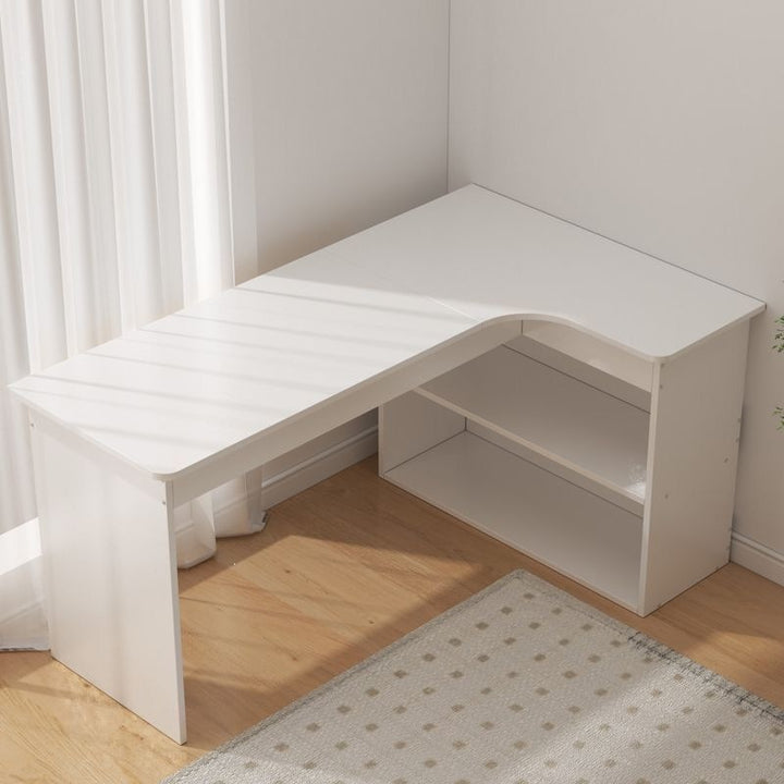 Modern Minimalist L-Shaped Rectangular Medium Density Fiberboard Desk 3-Tier For Bedroom