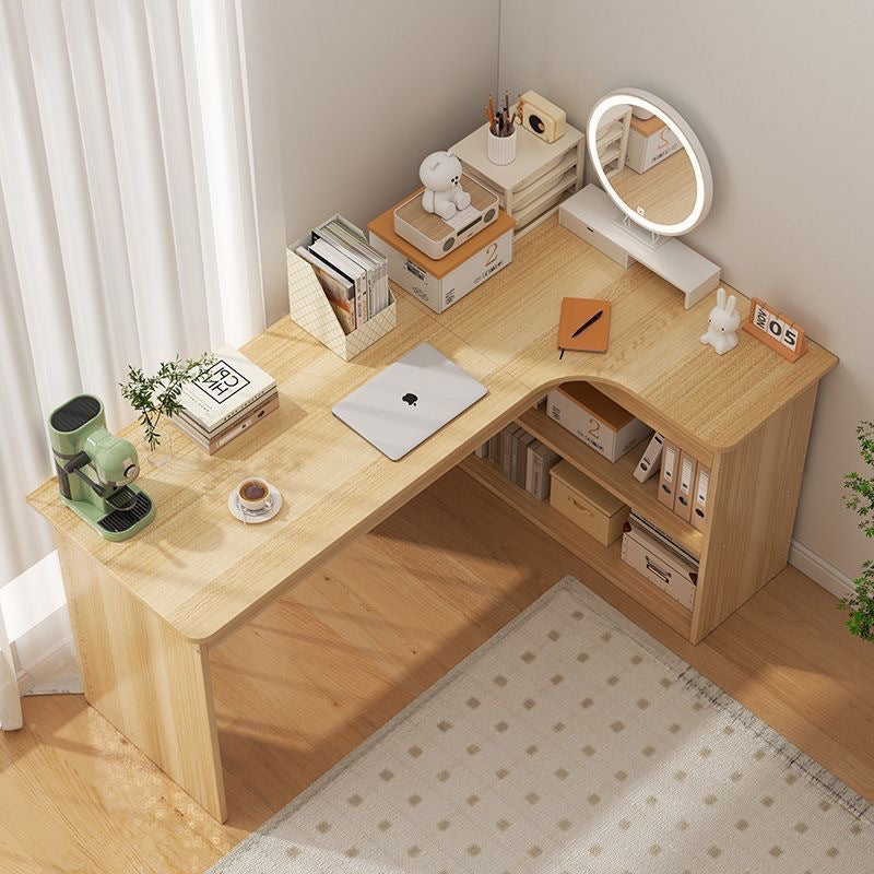 Modern Minimalist L-Shaped Rectangular Medium Density Fiberboard Desk 3-Tier For Bedroom