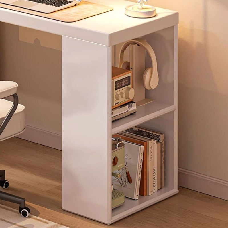 Modern Minimalist Rectangular L-Shaped Particle Board Desk With Bookshelf 8/10 Storage For Home Office