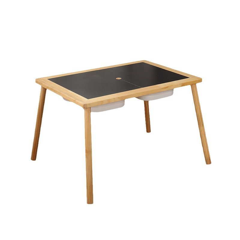Modern Minimalist Rectangular Pine Medium Density Fiberboard Kids Desk &amp; Chair Set 3-Storage For Bedroom