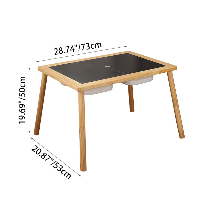 Modern Minimalist Rectangular Pine Medium Density Fiberboard Kids Desk &amp; Chair Set 3-Storage For Bedroom