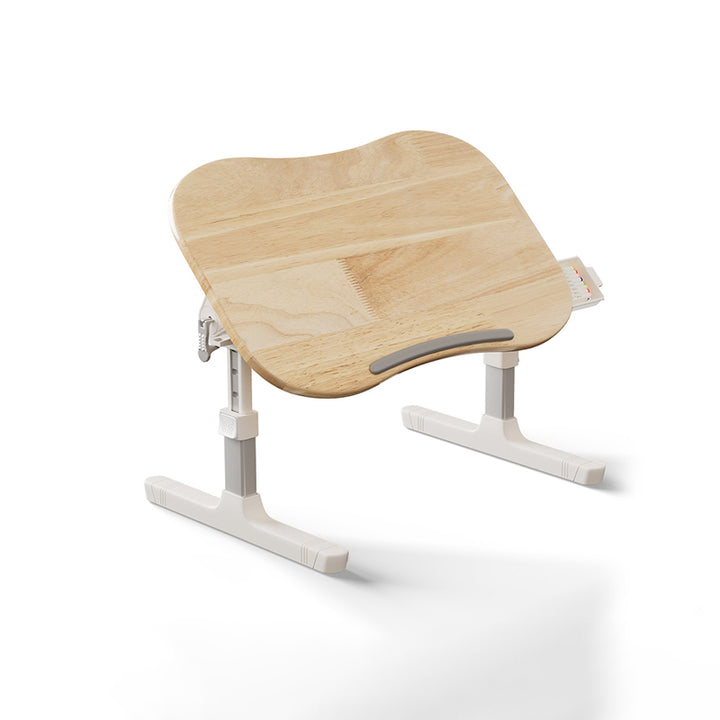 Escritorio plegable contemporáneo escandinavo de altura ajustable, con 1 cajón, de tablero de pino curvado de unión dentada, plástico y aleación de aluminio, para dormitorio 