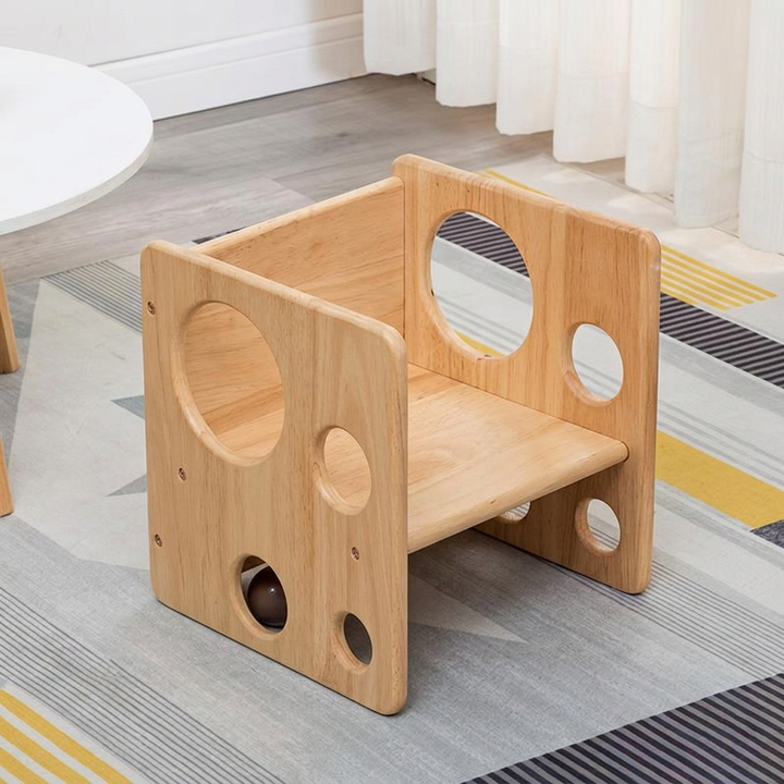 Contemporary Scandinavian Rectangular Round Pine Wood Kids Desk &amp; Chair Set 1-Tier For Bedroom