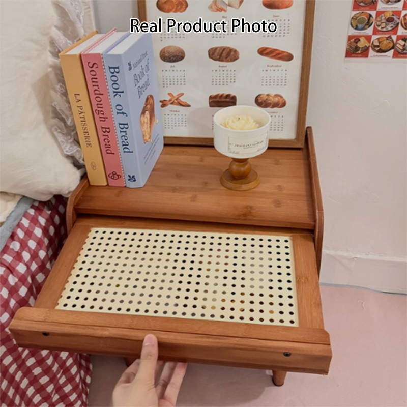 Estantería de almacenaje de escritorio rectangular de plástico con diseño de bambú japonés tradicional de 3 niveles para cocina 