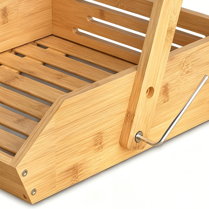 Contemporary Scandinavian Rectangular Bamboo Fruit Basket Desktop Storage Shelf 2/3 Tier For Kitchen