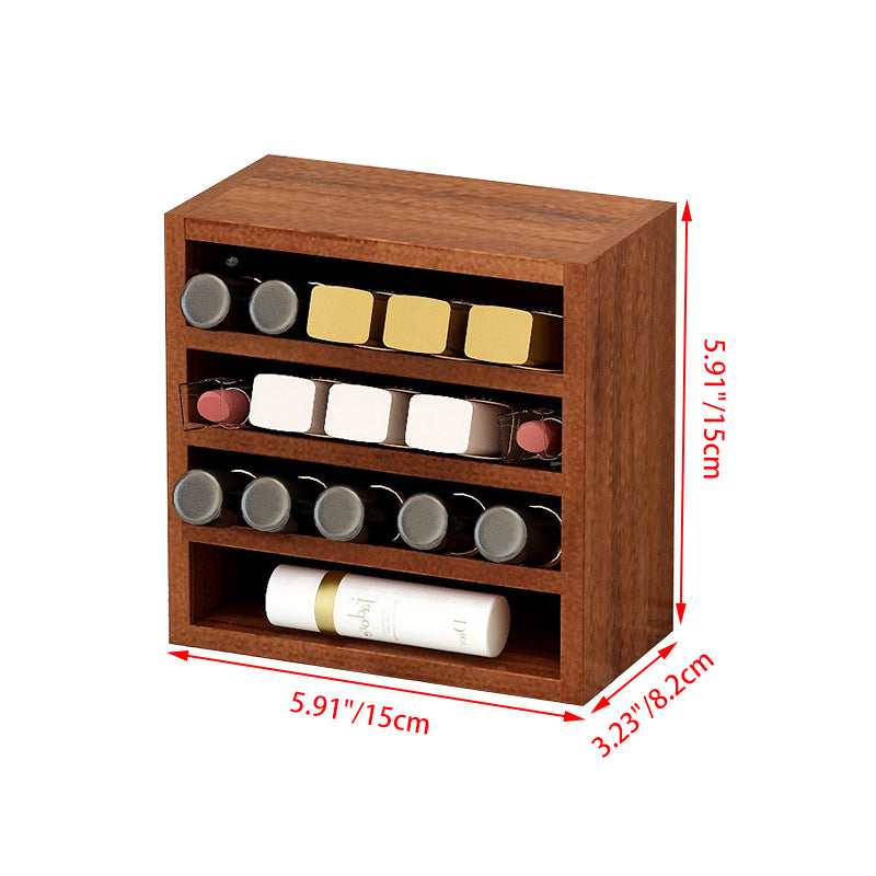Contemporary Scandinavian Rectangular Pine Plywood Desktop Storage Shelf 4-Tier For Bedroom