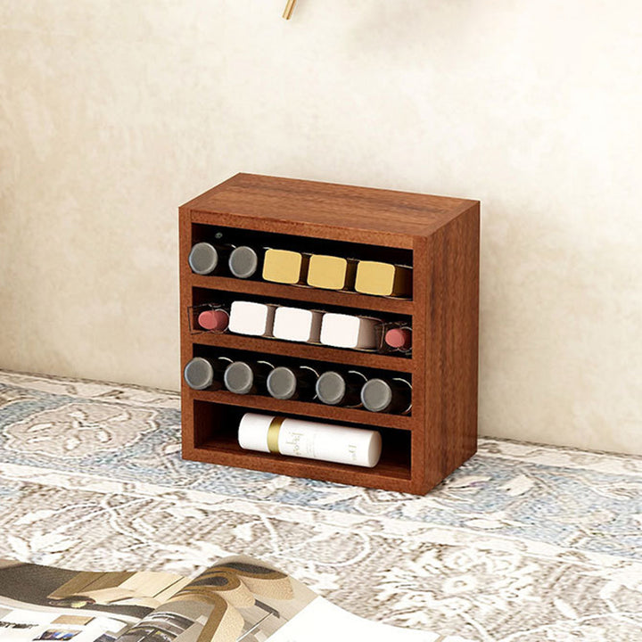 Contemporary Scandinavian Rectangular Pine Plywood Desktop Storage Shelf 4-Tier For Bedroom