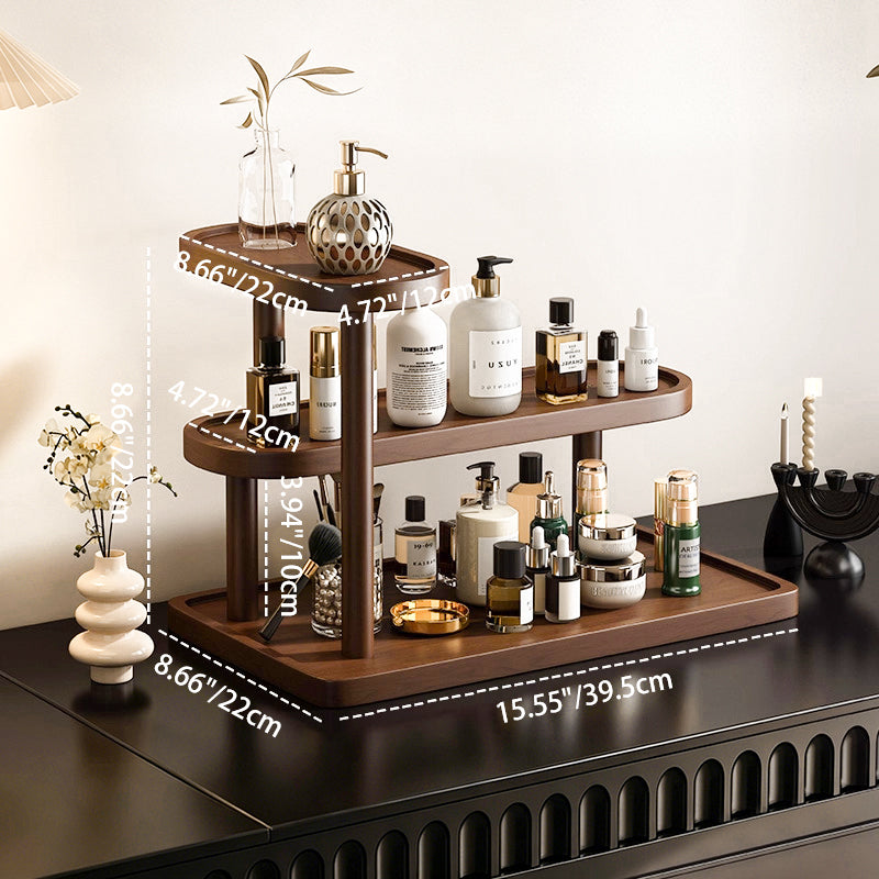 Contemporary Scandinavian Rectangular Oval Pine Desktop Storage Shelf 2/3 Tier For Bedroom