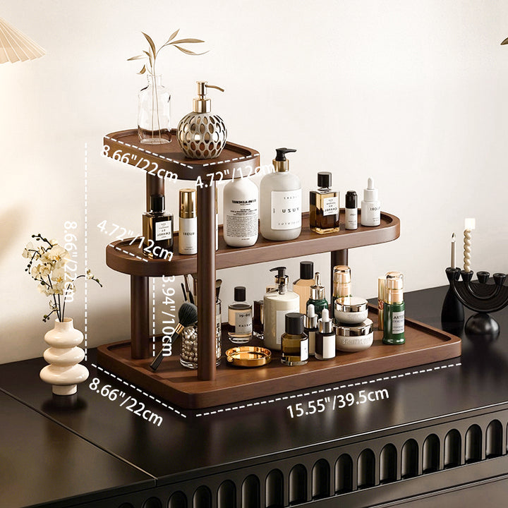 Contemporary Scandinavian Rectangular Oval Pine Desktop Storage Shelf 2/3 Tier For Bedroom