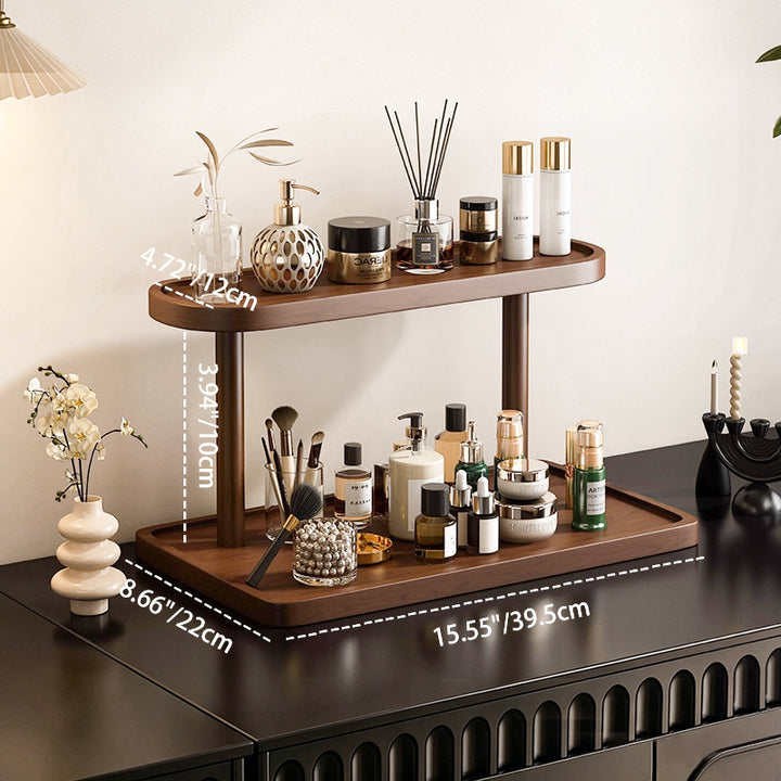 Contemporary Scandinavian Rectangular Oval Pine Desktop Storage Shelf 2/3 Tier For Bedroom