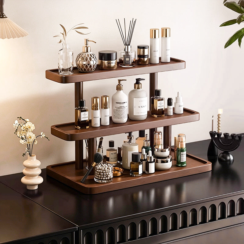 Contemporary Scandinavian Rectangular Oval Pine Desktop Storage Shelf 2/3 Tier For Bedroom