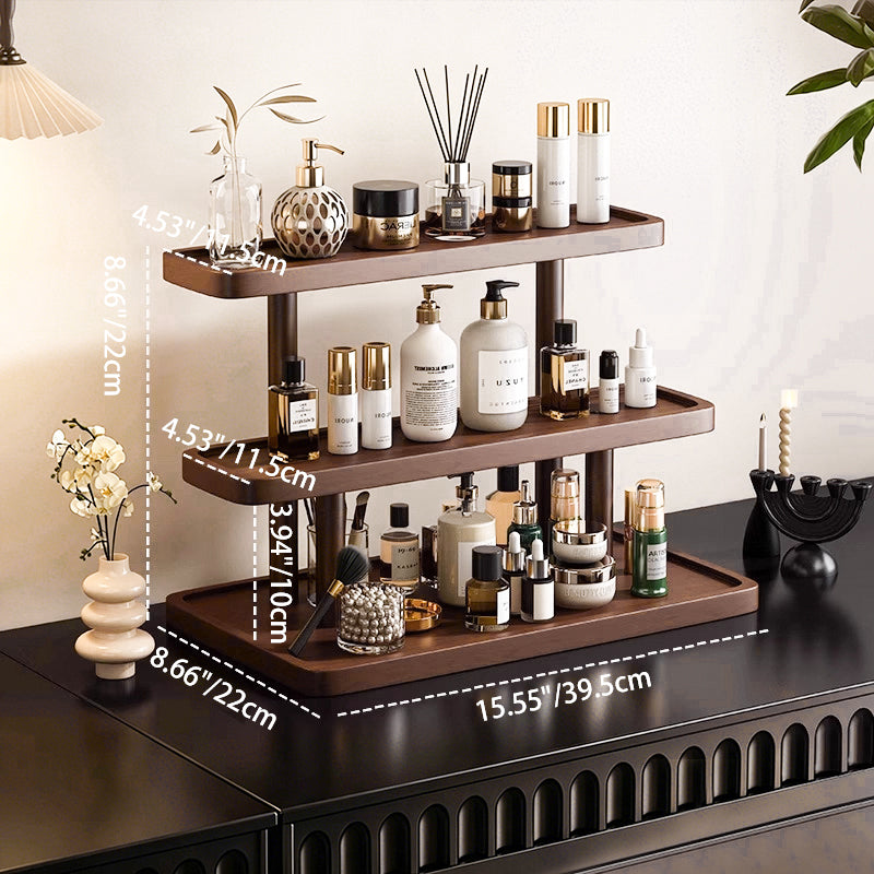 Contemporary Scandinavian Rectangular Oval Pine Desktop Storage Shelf 2/3 Tier For Bedroom