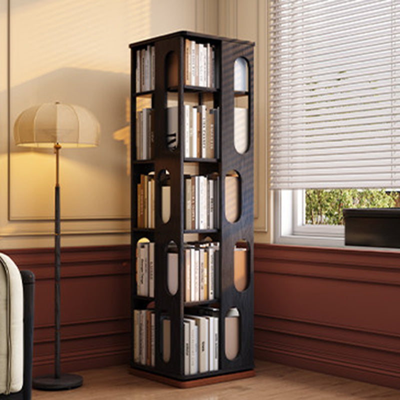 Moderner Bücherregal-Organizer aus Eschenholz – rechteckiges 360° drehbares Massivholz-Bücherregal mit 3/4/5/6 Ebenen für Homeoffice 