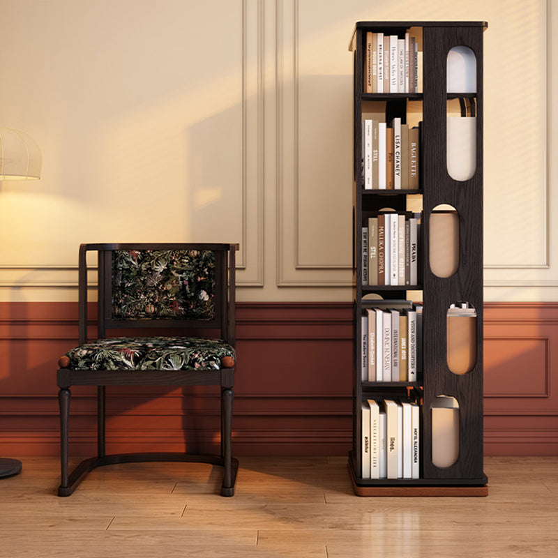Moderner Bücherregal-Organizer aus Eschenholz – rechteckiges 360° drehbares Massivholz-Bücherregal mit 3/4/5/6 Ebenen für Homeoffice 