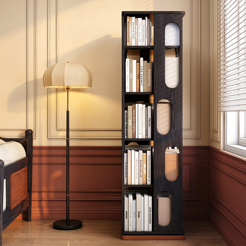 Moderner Bücherregal-Organizer aus Eschenholz – rechteckiges 360° drehbares Massivholz-Bücherregal mit 3/4/5/6 Ebenen für Homeoffice 