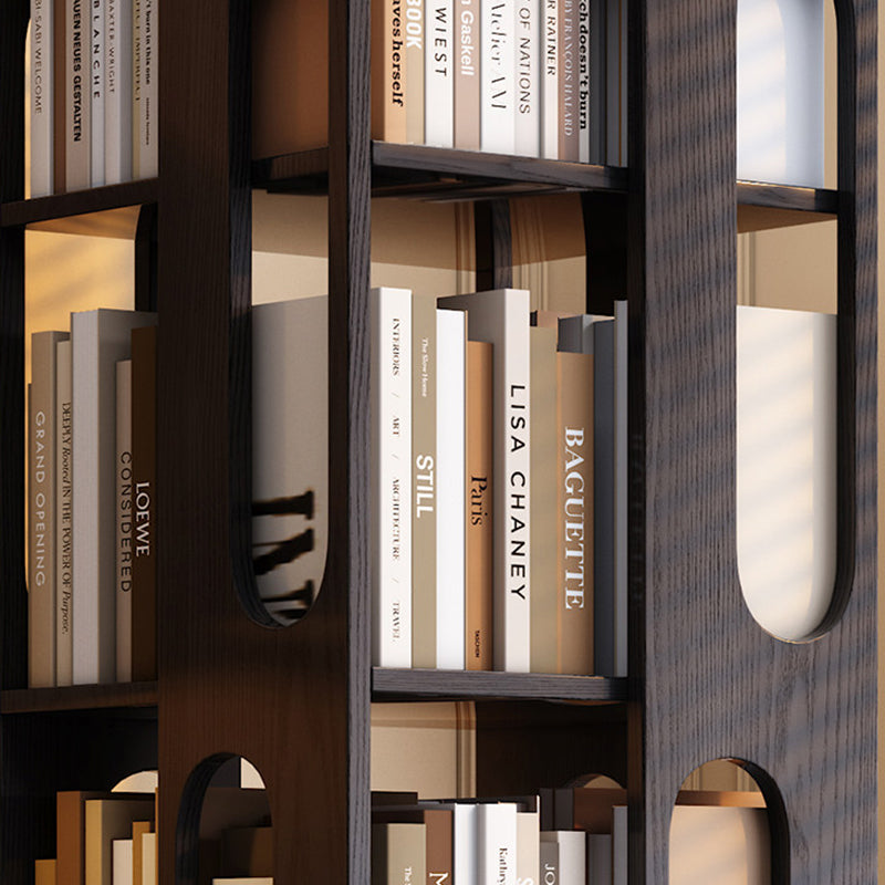 Moderner Bücherregal-Organizer aus Eschenholz – rechteckiges 360° drehbares Massivholz-Bücherregal mit 3/4/5/6 Ebenen für Homeoffice 