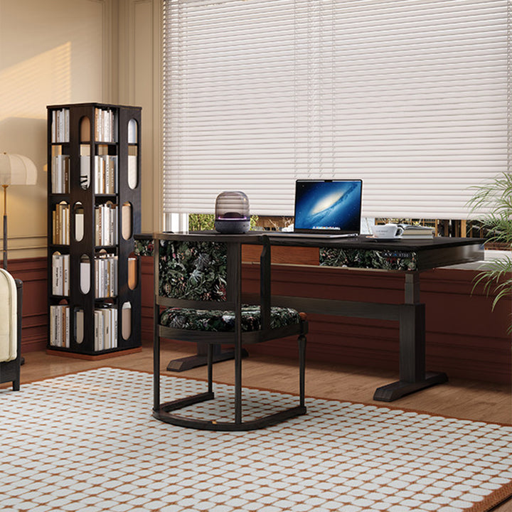 Moderner Bücherregal-Organizer aus Eschenholz – rechteckiges 360° drehbares Massivholz-Bücherregal mit 3/4/5/6 Ebenen für Homeoffice 