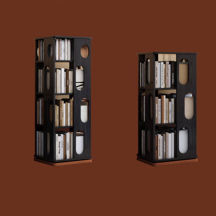 Moderner Bücherregal-Organizer aus Eschenholz – rechteckiges 360° drehbares Massivholz-Bücherregal mit 3/4/5/6 Ebenen für Homeoffice 