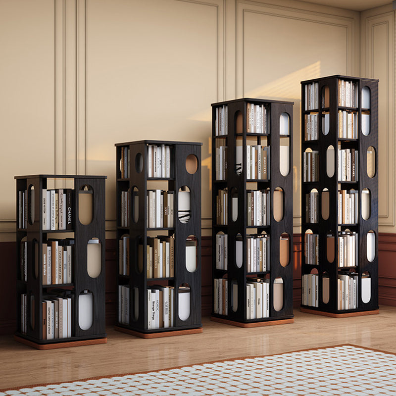 Moderner Bücherregal-Organizer aus Eschenholz – rechteckiges 360° drehbares Massivholz-Bücherregal mit 3/4/5/6 Ebenen für Homeoffice 