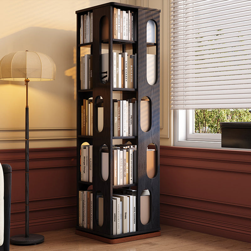 Moderner Bücherregal-Organizer aus Eschenholz – rechteckiges 360° drehbares Massivholz-Bücherregal mit 3/4/5/6 Ebenen für Homeoffice 