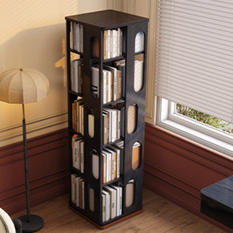 Moderner Bücherregal-Organizer aus Eschenholz – rechteckiges 360° drehbares Massivholz-Bücherregal mit 3/4/5/6 Ebenen für Homeoffice 