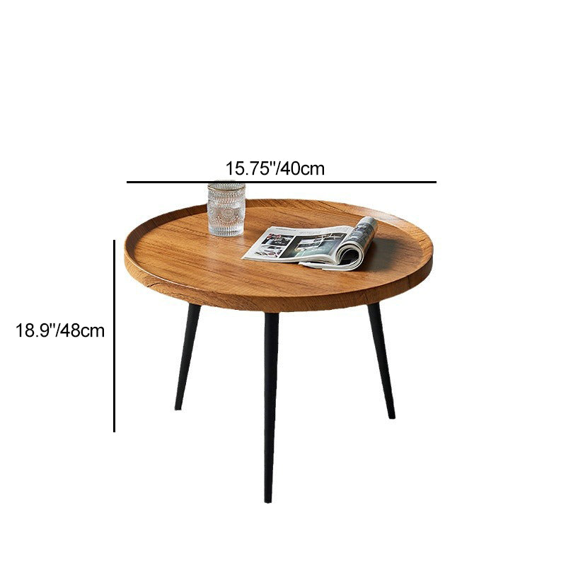 Moderner minimalistischer runder Couchtisch aus mitteldichter Faserplatte &amp; Metall für Schlafzimmer &amp; Wohnzimmer 