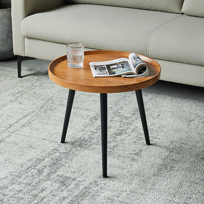 Moderner minimalistischer runder Couchtisch aus mitteldichter Faserplatte &amp; Metall für Schlafzimmer &amp; Wohnzimmer 