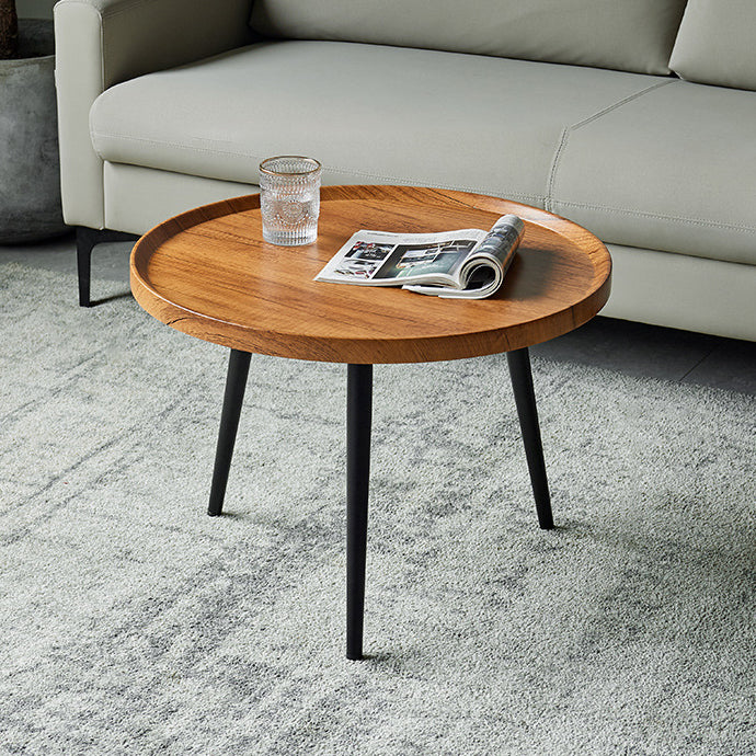 Moderner minimalistischer runder Couchtisch aus mitteldichter Faserplatte &amp; Metall für Schlafzimmer &amp; Wohnzimmer 