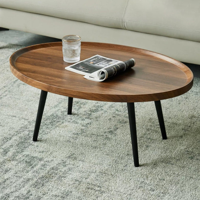 Moderner minimalistischer runder Couchtisch aus mitteldichter Faserplatte &amp; Metall für Schlafzimmer &amp; Wohnzimmer 