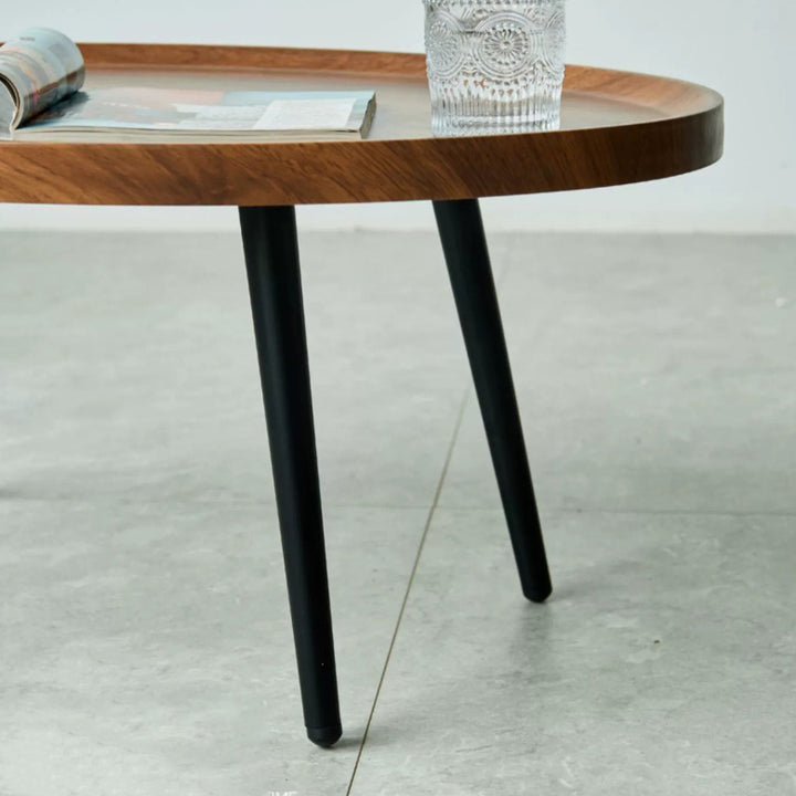 Moderner minimalistischer runder Couchtisch aus mitteldichter Faserplatte &amp; Metall für Schlafzimmer &amp; Wohnzimmer 