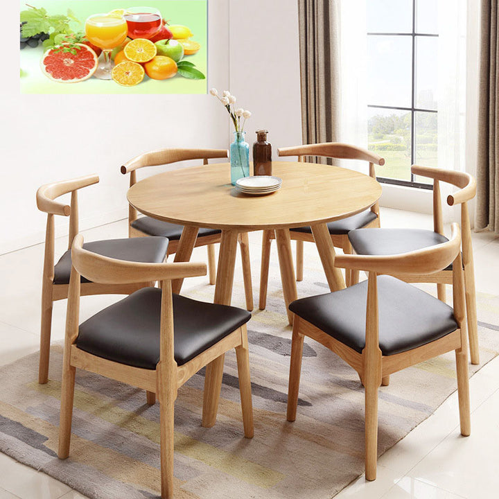 Moderner minimalistischer runder Esstisch aus Massivholz für 4-6 Sitzplätze im Esszimmer 